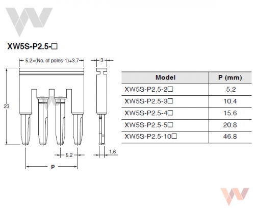 XW5S-P2.5-_ - Wymiary
